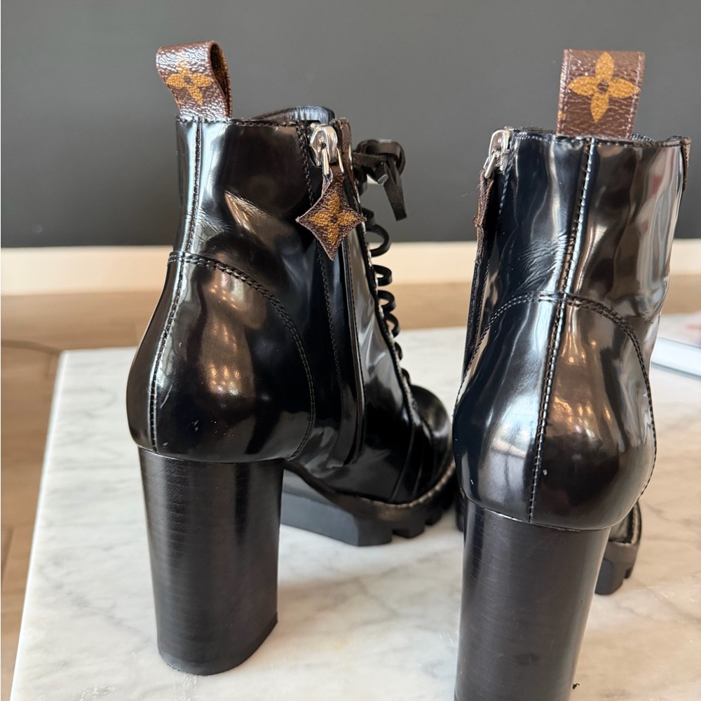 Louis Vuitton Black Patent Leather Combat Boots - Picture 3 of 4